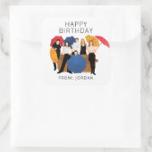 FRIENDS™キャラクターシルエット |誕生日ギフトラベル スクエアシール (バッグ)