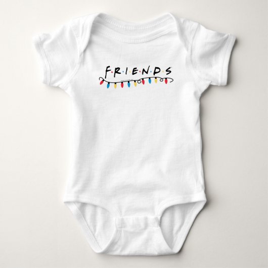 FRIENDS™ | クリスマス ライト ロゴ ベビーボディスーツ (正面)