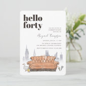 FRIENDS™ | セントラルパークウォーターカラー 40歳の誕生日 招待状 (スタンド正面)