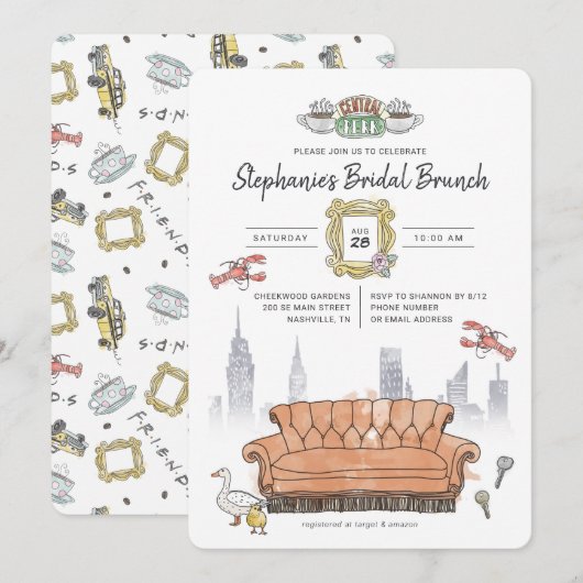 FRIENDS™ | セントラルパーク ウォーターカラー ブライダル ブランチ 招待状 (正面/裏面)