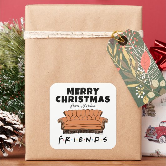 FRIENDS™ ソファ クリスマス ギフトタグ スクエアシール (クリスマス)