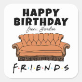 FRIENDS™ソファ |誕生日ギフトラベル スクエアシール (正面)