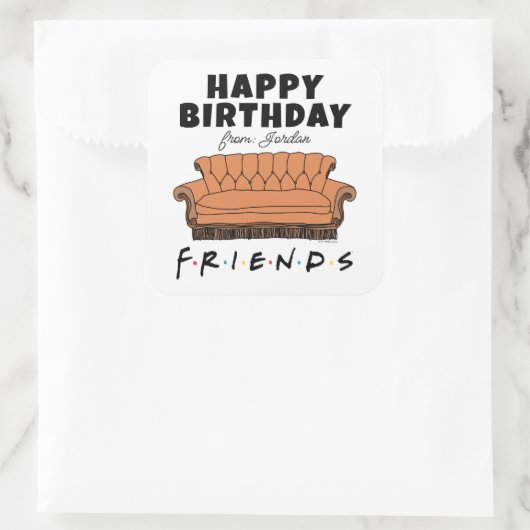 FRIENDS™ソファ |誕生日ギフトラベル スクエアシール (バッグ)