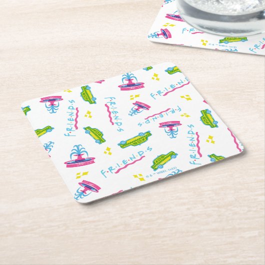 FRIENDS™タクシーと噴水のパターン スクエアペーパーコースター