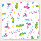 FRIENDS™タクシーと噴水のパターン スクエアペーパーコースター