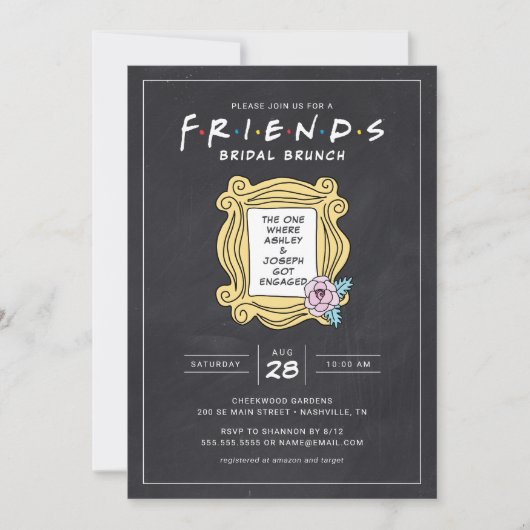 FRIENDS™ チョークボードブランチシャワー 招待状 (正面)