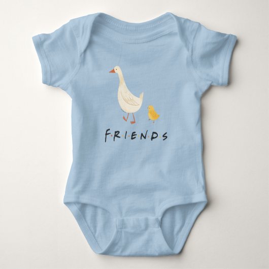 FRIENDS™ | ヒヨコとアヒル ベビーボディスーツ (正面)