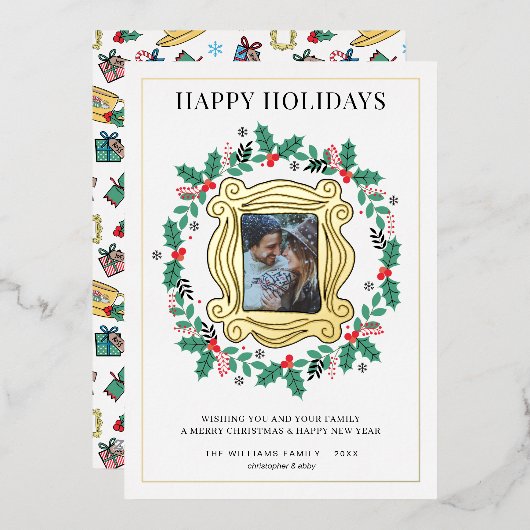 FRIENDS™フォトホリデークリスマスカード 箔シーズンカード (正面/裏面)