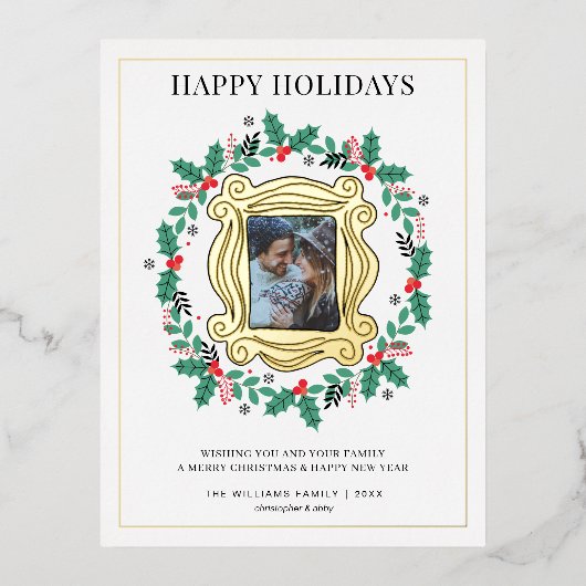 FRIENDS™フォトホリデークリスマスカード 箔シーズンポストカード (正面)