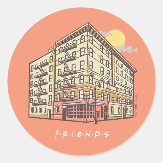 FRIENDS™ | モニカのアパートの建物 ラウンドシール (正面)