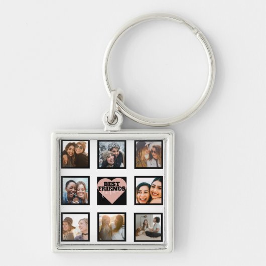 FRIENDS 最高のフォトコラージュバラ金ゴールドハート キーホルダー (正面)