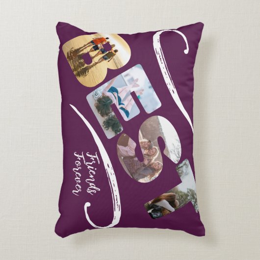 Friends 最高の Forever写真コラージュBFFギフトアクセント アクセントクッション (正面(垂直))