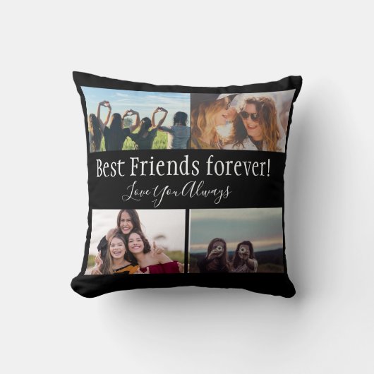 Friends 最高の Forever, BFF, Photo Collage Black クッション (正面)