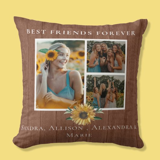 Friends 最高の Forever Sunflower 3 Photo Collage クッション