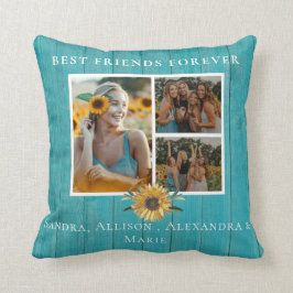 Friends 最高の Forever Sunflower 3 Photo Collage Thr クッション
