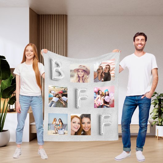 Friends 最高の silver photo collage フリースブランケット