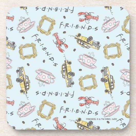 FRIENDS™ 水彩アイコンパターンデザイン コースター (正面)