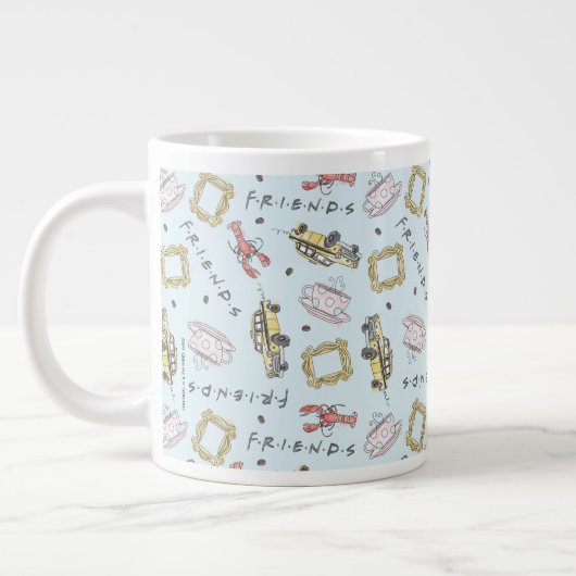 FRIENDS™ 水彩アイコンパターンデザイン ジャンボコーヒーマグカップ (左)