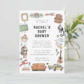 FRIENDS™水彩アイコン赤ちゃんシャワー 招待状 (スタンド正面)