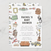 FRIENDS™水彩アイコン赤ちゃんシャワー 招待状 (正面/裏面)