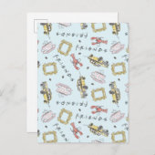 FRIENDS™水色アイコンのパターン インビテーションポストカード (正面/裏面)