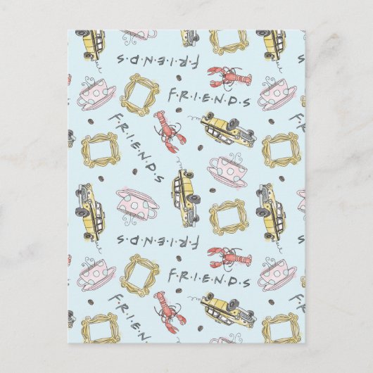 FRIENDS™水色アイコンのパターン インビテーションポストカード (正面)