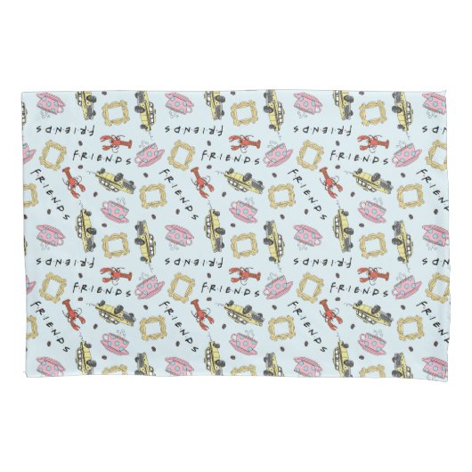 FRIENDS™水色アイコンのパターン 枕カバー (正面)