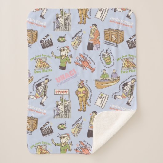 FRIENDS™漫画カラフルパターン シェルパブランケット (正面)