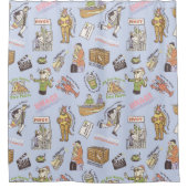 FRIENDS™漫画カラフルパターン シャワーカーテン (正面)