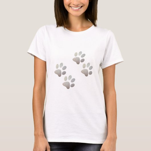 Friends 犬 スパークル シルバー パウ Tシャツ (正面)