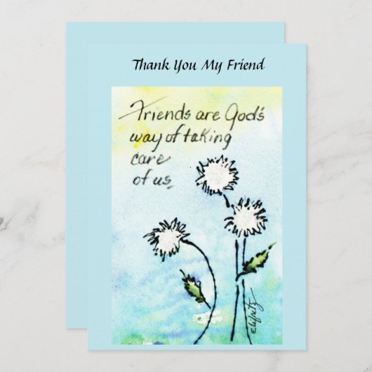 Friends – 神が私たち気にのことわざスケッチ サンキューカード (正面/裏面)