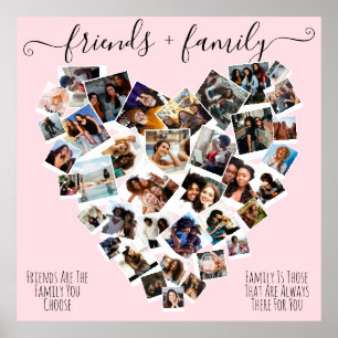 Friends and Family Quotes Photo Heart Collage Post ポスター