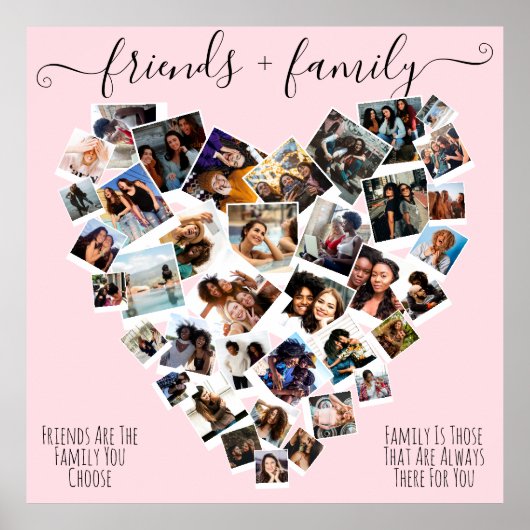 Friends and Family Quotes Photo Heart Collage Post ポスター (正面)