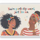 Friends Beautiful Black Women Laughing シール (正面)