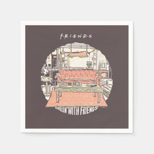 FRIENDS™ CartoonとのChillin スタンダードカクテルナプキン (正面)