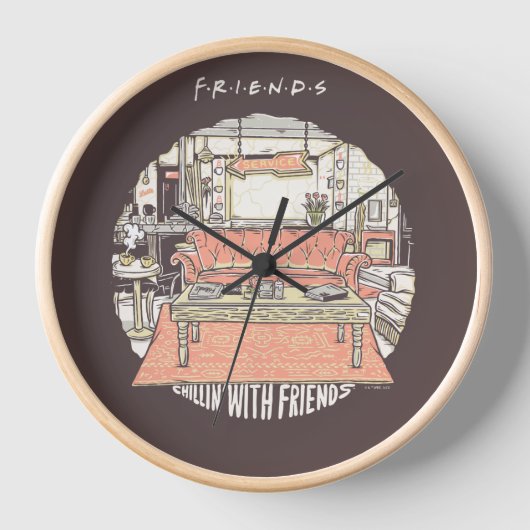 FRIENDS™ CartoonとのChillin 壁時計 (正面)
