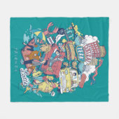 FRIENDS™ | Cartoon Collage フリースブランケット (正面(横))