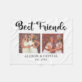 Friends Collage 最高の 2フォトBFFレタリングスクリプト フリースブランケット