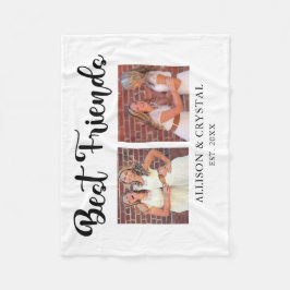 Friends Collage 最高の 2フォトBFFレタリングスクリプト フリースブランケット