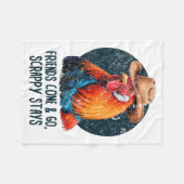 Friends Come And Go Scrappy Stays Humor Chicken Me フリースブランケット (正面(横))
