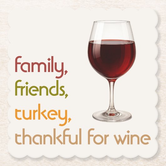 Friends Food Turkey and Wine | Modern Thanksgiving ペーパーコースター (正面)