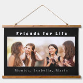 Friends for life photo names白黒 吊り下げ型タペストリー (正面)