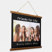 Friends for life photo names白黒 吊り下げ型タペストリー (傾斜あり)