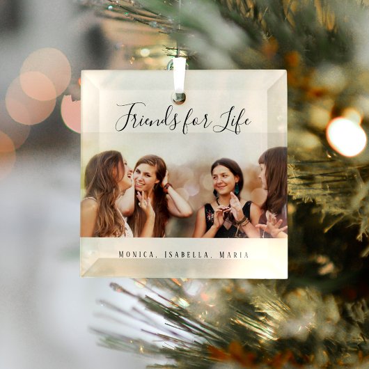 Friends for life photo names ユニーク keepsake ガラスオーナメント