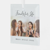 Friends for life photo names ユニーク keepsake ガラスオーナメント (正面左)