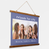 Friends for life photo names blue white 吊り下げ型タペストリー (傾斜あり)