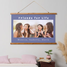 Friends for life photo names blue white 吊り下げ型タペストリー