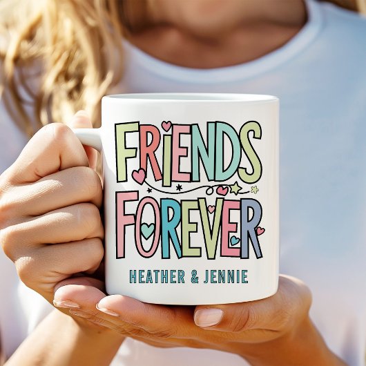 Friends Foreverタイポグラフィと名前 コーヒーマグカップ