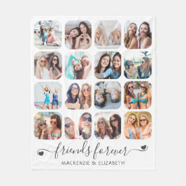 Friends Forever手書きスクリプトハート16写真 フリースブランケット