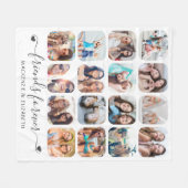 Friends Forever手書きスクリプトハート16写真 フリースブランケット (正面(横))